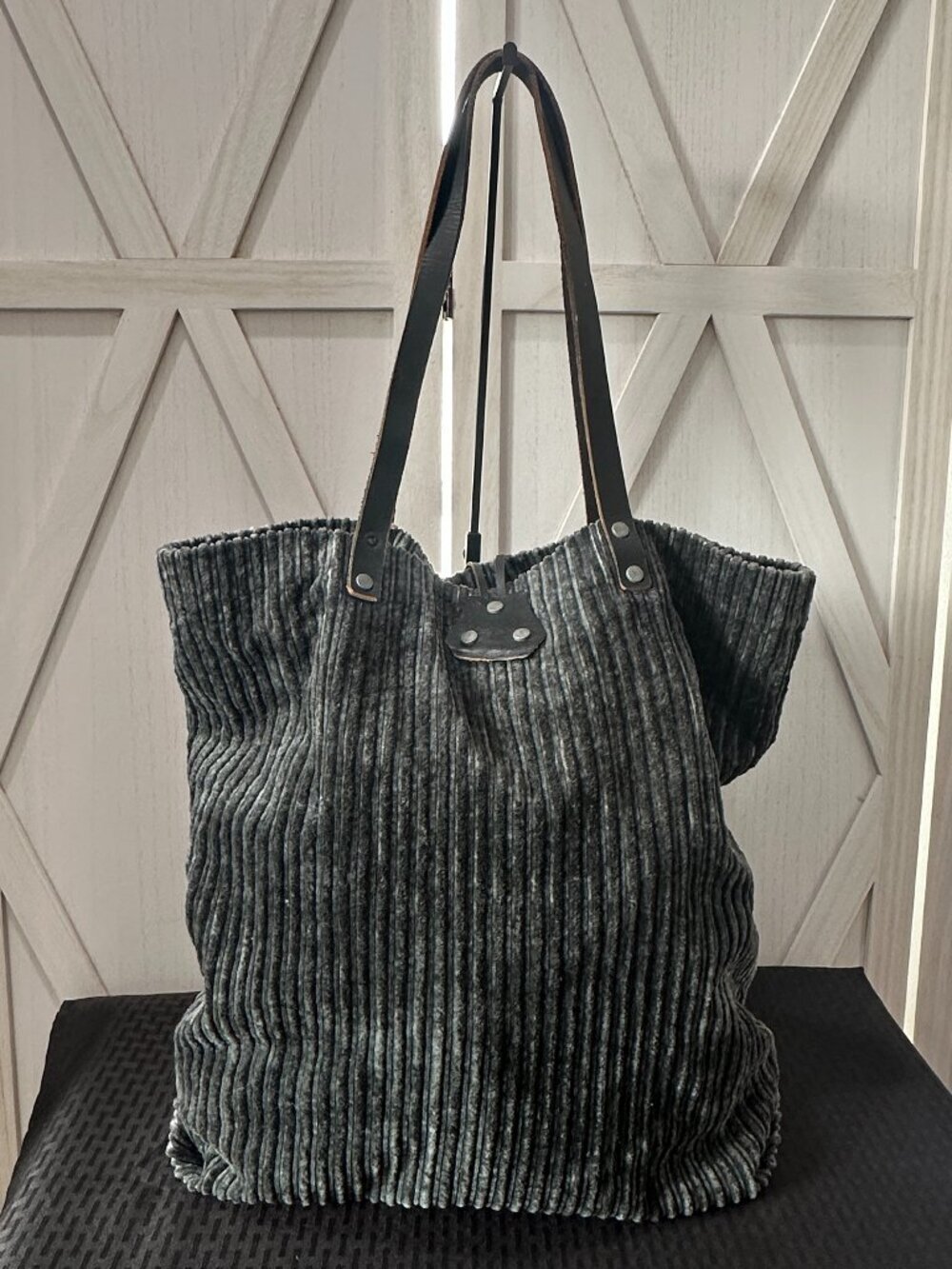 Free People We The Free Corduroy Washed Gray Tote Bag - Picture 2 of 8